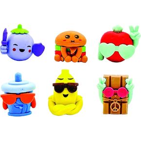 Raymond Geddes 3D Eraser Toppers (48 per Bag) - Snack Attack Cool Guys Pencil Toppers - Colorful Small Erasers for Kids