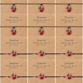 Highergo 12 Pcs Teacher Bracelets Back to School Gifts Teacher Blessing Card Bracelets for Women Men Teacher Blessing Bangle Greeting Bracelet Teacher Appreciation Gift