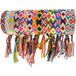 obmwang 16 Pieces Nepal Woven Friendship Bracelets Adjustable Braided Bracelets with a Sliding Knot Closure for Women and Men