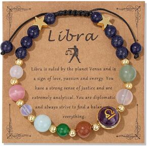 Zodiac Bracelets for Women Men,12 Constellations Healing Crystal Stone Beads Bracelet Birthday Zodiac Gifts Horoscope Spiritual Jewelry Bracelet Gifts