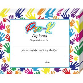 Janlaugh 48 Pack Pre K Diplomas Graduation Certificate Preschool Diploma Certificate Handprints Design Kindergarten Diploma Certificate Paper for Printing, Graduation and Achievement Days