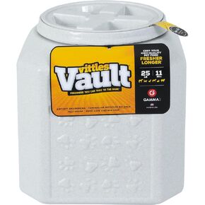 أوعية مرتفعة للكلاب من Gamma2 Vittles Vault 2 في 1 وحاوية طعام للكلاب، بسعة تصل إلى 50 رطلًا لتخزين أغذية الحيوانات الأليفة الجافة، صنع في الولايات المتحدة الأمريكية
