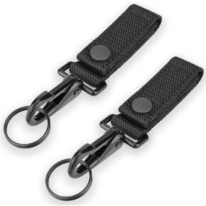 Ullnosoo Heavy Duty Belt Keeper Keychain Belt Clip, 2 Pack Key Ring Holder for Duty Belt, Nylon Molle Strap with Metal Snap for Up to 2¼" Wide Belt