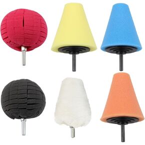 منصات تلميع GYOTUU لتنظيف محور العجلة، ساق 3 بوصة 6 قطع من المعدن والألومنيوم طقم تلميع مخروطي وعجلة تلميع للحفر، وسادات تلميع إسفنجية للألمنيوم in Kuwait