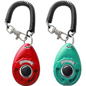 Pet Training Clicker with Wrist Strap - Dog Training Clickers (New Red + Bluegreen)