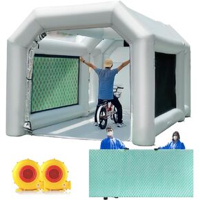 WARSUN 14x10x8.5Ft Inflatable Paint Booth with Oversized & Double Filters and Two Blowers(480W+370W) More Durable Portable Inflatable Spray Booth Tent for Painting Auto Parts Furniture