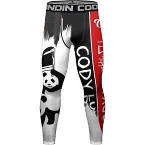 Red Plume Men's Compression Elastic Tight Leggings Sport Warrior Printing Pants