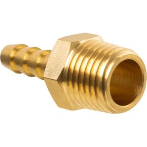 JUWO 3/16" Barb x 1/4" NPT Male Pipe, Brass Hose Barb Fitting for Air, Gas, Fuel, Oil (1-Pack)