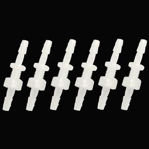 Quickun 1/4" Hose Barb Thru-Bulk Bulkhead Fitting Plastic Hex Straight Union Adapter Fitting for Water/Fuel/Air (Pack of 2)