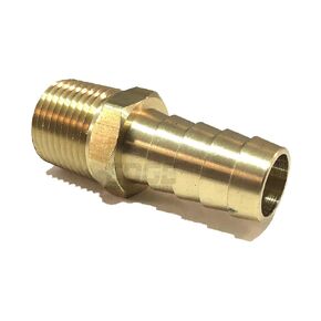 EDGE INDUSTRIAL 1/2" Hose ID to 3/8" Male NPT MNPT Straight Brass Fitting Fuel / AIR / Water / Oil / Gas / WOG (Qty 1)