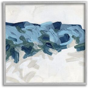 Stupell Industries Lively Coastal Tide Abstraction Chaotic Wave Shapes, Designed by June Erica Vess Gray Framed Wall Art, 12 x 12, Blue