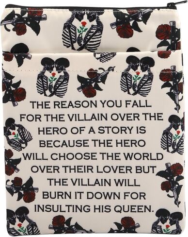 The Villain Skeleton Theme Dark Romance Book Sleeve Reader Gift Skeleton Lovers Gift Bookish Gift (Villain Skeleton-b) in Saudi Arabia