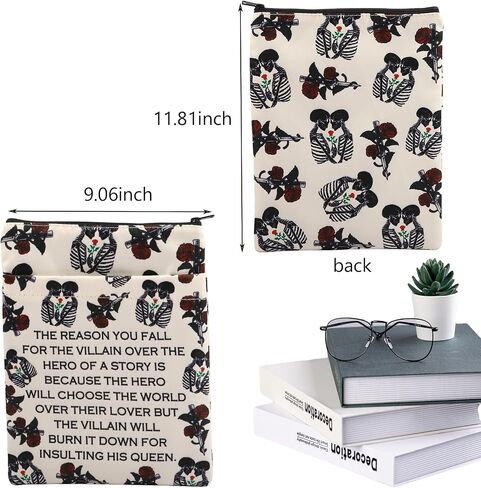 The Villain Skeleton Theme Dark Romance Book Sleeve Reader Gift Skeleton Lovers Gift Bookish Gift (Villain Skeleton-b) in Saudi Arabia