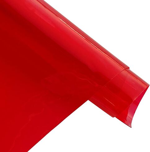 ONEART | 12 Gauge Clear Tinted Plastic Vinyl, 16"x48" See Through Vinyl Fabric-Red in Saudi Arabia