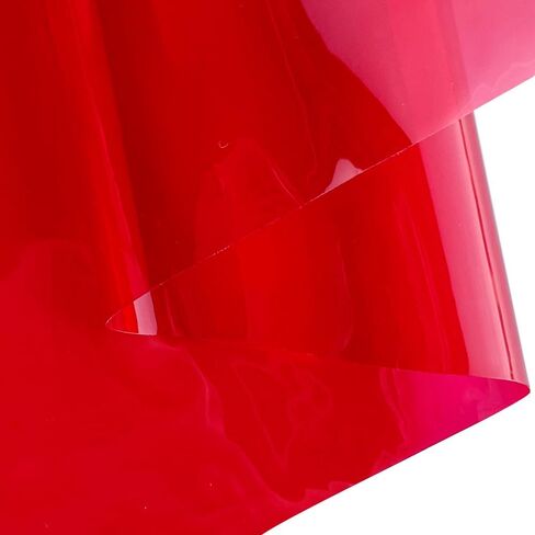 ONEART | 12 Gauge Clear Tinted Plastic Vinyl, 16"x48" See Through Vinyl Fabric-Red in Saudi Arabia