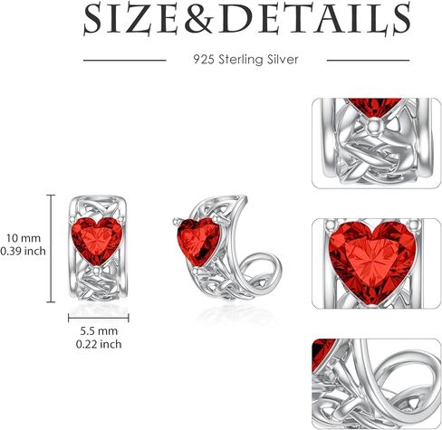 LELOUCHY أصفاد الأذن لعقدة سلتيك غير مثقوبة جوهرة القلب 925 أقراط من الفضة الاسترليني أقراط الغضروف هدايا عيد الميلاد للنساء والفتيات in Kuwait