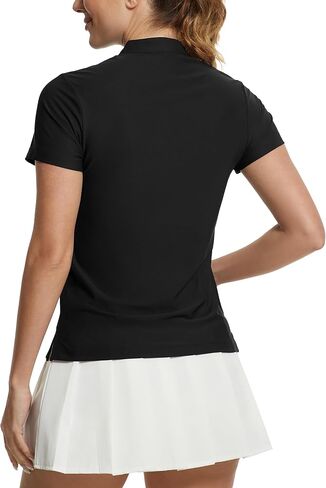 MathCat Women's Golf Shirts V-Neck Short Sleeve Collarless Quick Dry Tennis Running Tees Polo Casual Tops in Saudi Arabia