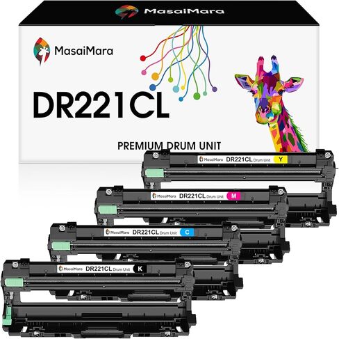MasaiMara DR221 DR-221 DR221CL وحدة طبلة التصوير البديلة لطابعة Brother HL-3140CW HL-3170CDW HL-3180CDW MFC-9130CW MFC-9330CDW MFC-9340CDW (أسود، سماوي، أرجواني، أصفر) in Kuwait