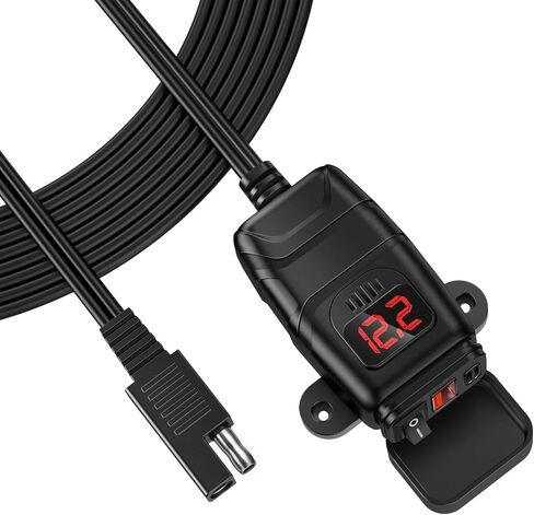 شاحن USB للدراجات النارية من EXTRACTME، شاحن USB مزدوج من النوع C PD وشحن سريع 3.0 للدراجات النارية مع الفولتميتر ومفتاح التشغيل/الإيقاف، ملحقات الدراجات النارية المقاومة للماء للهاتف والكمبيوتر اللوحي ونظام تحديد المواقع وما إلى ذلك in Kuwait