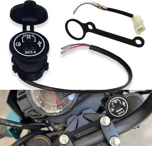 Fsdatongdazi هاتف دراجة نارية USB شحن سريع 3.0 Type-c PD طقم منفذ USB مزدوج مناسب لـ Z125 PRO (2017-2024) in Kuwait