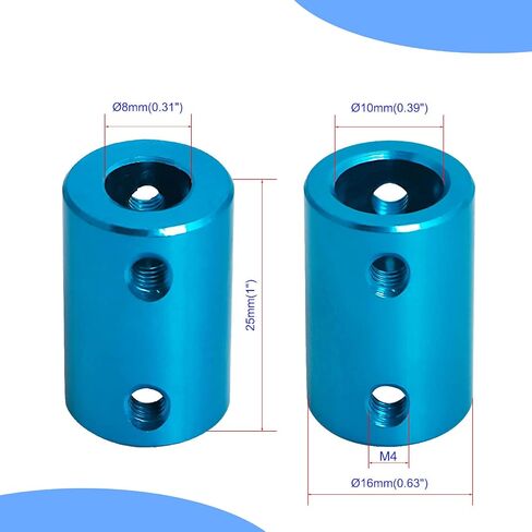 Aopin 8mm to 10mm Rigid Couplings Set Screw Shaft Stepper Motor, Length 25mm / 1" Motor Coupler Connector Rigid with Screw for 3D Printer, RC Robot, Car Model Shaft, CNC Machine, DIY Encoder 2 Pcs in Saudi Arabia