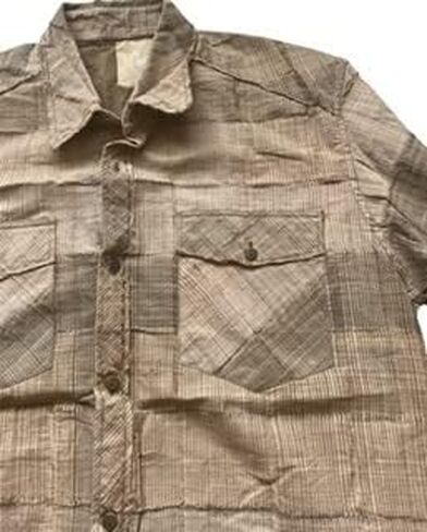 Raw edge handmade menswear shirt (Brown) in Saudi Arabia