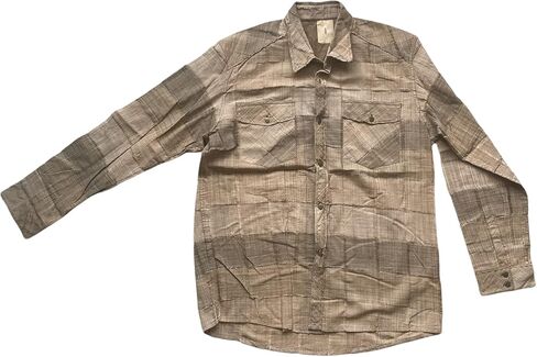 Raw edge handmade menswear shirt (Brown) in Saudi Arabia