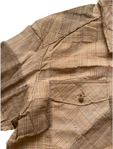 Raw edge handmade menswear shirt (Brown) in Saudi Arabia