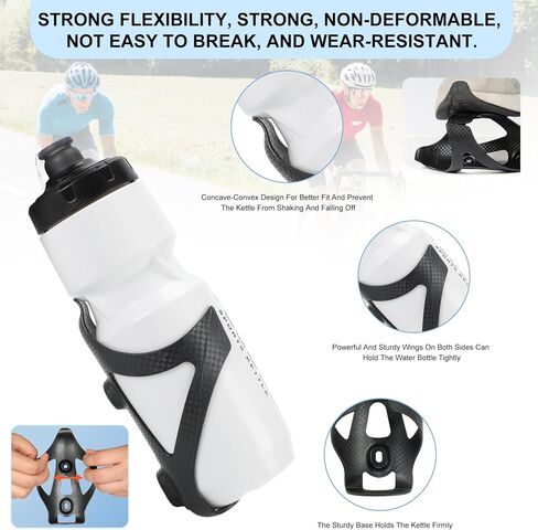 Bike Water Bottle Holder Plastic Carbon Fiber Water Bottle Cage Cages for Road Bikes Mountain Bicycle Water Bottle Cage Drink Cup Holder, 2 Pack - Black in Saudi Arabia