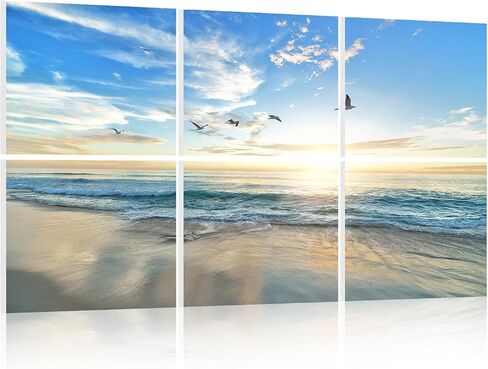 Acoustic Wall Panels Sound Absorbing Panels: Beach Nature Landscape Wall Art Acoustic Panels Recording Studio Acoustical Treatments Wall Decor for Office Bedroom Living Room 24"x24",Set of 6 in Saudi Arabia