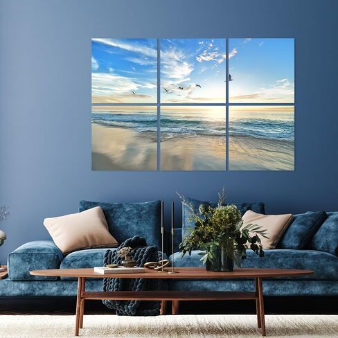 Acoustic Wall Panels Sound Absorbing Panels: Beach Nature Landscape Wall Art Acoustic Panels Recording Studio Acoustical Treatments Wall Decor for Office Bedroom Living Room 24"x24",Set of 6 in Saudi Arabia