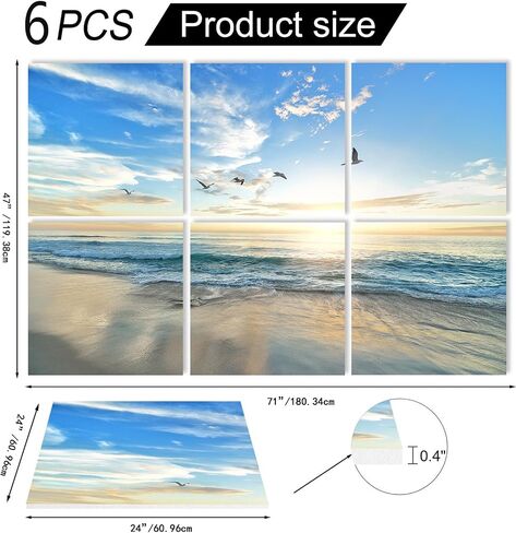 Acoustic Wall Panels Sound Absorbing Panels: Beach Nature Landscape Wall Art Acoustic Panels Recording Studio Acoustical Treatments Wall Decor for Office Bedroom Living Room 24"x24",Set of 6 in Saudi Arabia