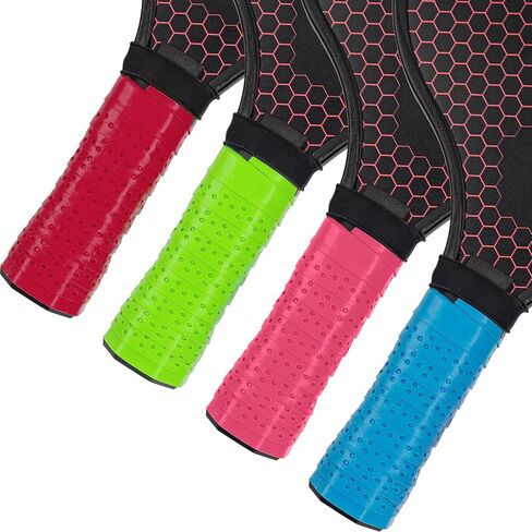 Pickleball Overgrip، شريط قبضة مضرب التنس، مضرب كرة الريشة، مجداف كرة المخلل، مضاد للانزلاق وماص للعرق، غلاف بديل مع أربطة، 4 قطع من المقابض الزائدة و4 أشرطة سوداء in Kuwait