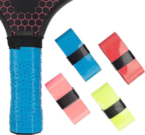 Pickleball Overgrip، شريط قبضة مضرب التنس، مضرب كرة الريشة، مجداف كرة المخلل، مضاد للانزلاق وماص للعرق، غلاف بديل مع أربطة، 4 قطع من المقابض الزائدة و4 أشرطة سوداء in Kuwait