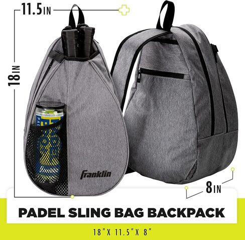 Franklin Sports Padel Bag - Men's + Women's Paddle Tennis Padel Sling Bag Backpack - Adjustable Size Equipment Bag for Padel + Paddle Tennis - Gray in Saudi Arabia