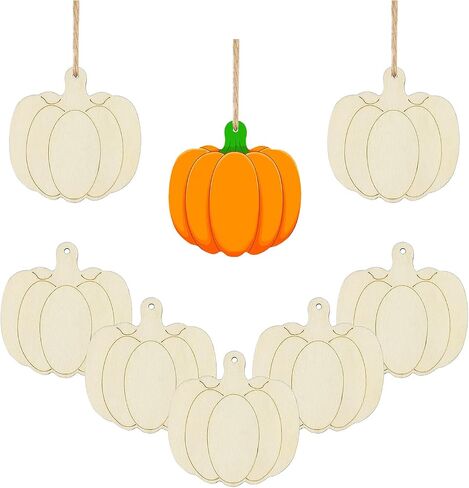 Creaides 30pcs Mini Pumpkin Wood Cutouts Crafts 2“ Wooden Little Pumpkin Shaped Hanging Ornaments with Hole Hemp Ropes Gift Tags for Fall Thanksgiving Halloween Christmas Party Decorations in Saudi Arabia