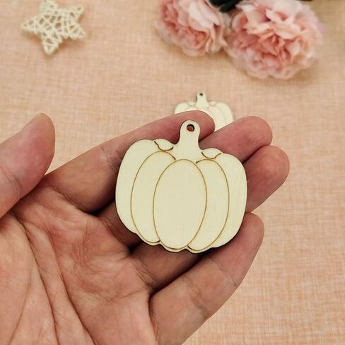 Creaides 30pcs Mini Pumpkin Wood Cutouts Crafts 2“ Wooden Little Pumpkin Shaped Hanging Ornaments with Hole Hemp Ropes Gift Tags for Fall Thanksgiving Halloween Christmas Party Decorations in Saudi Arabia