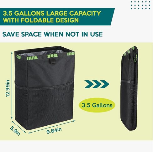 Car Garbage Can, [Foldable & Hanging] Hogrzinne 3.5 Gallons Large Capacity Leak Proof Car Trash Can, EVA Lined Waterproof Car Trash Bin, Universal Car Garbage Bin Garbage Bag for Cars SUVs in Saudi Arabia
