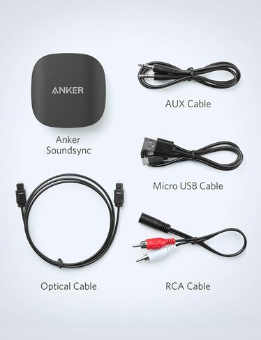 Anker Soundsync A3341 جهاز إرسال واستقبال بلوتوث 2 في 1، مع بلوتوث 5، صوت عالي الدقة مع مزامنة خالية من التأخر، وAUX/RCA/اتصال بصري للتلفزيون ونظام ستيريو منزلي (متجدد) in Kuwait