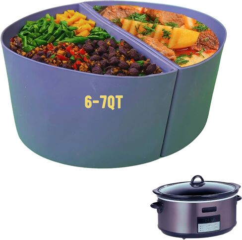 مقسم وعاء الفخار، إدراج مقسم وعاء الفخار، مناسب للفخار 6-7QT، طهي شيئين في وقت واحد ومقسم وعاء الفخار سهل التنظيف، بطانات وعاء الفخار السيليكون البيضاوية، خالية من مادة BPA in Kuwait