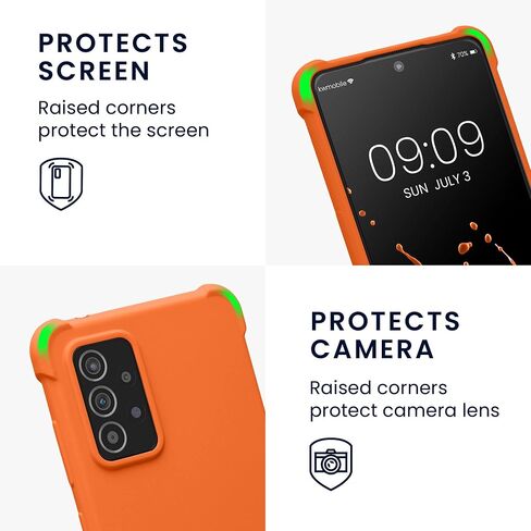 kwmobile Crossbody Case Compatible with Samsung Galaxy A52 / A52 5G / A52s 5G Case - TPU Silicone Cover with Strap - Summer Orange in Saudi Arabia