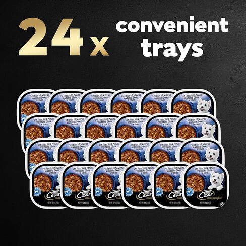 CESAR HOME DELIGHTS Adult Wet Dog Food Slow Cooked Chicken & Vegetables Dinner in Sauce, 3.5 oz. Easy Peel Trays, Pack of 24 in Kuwait