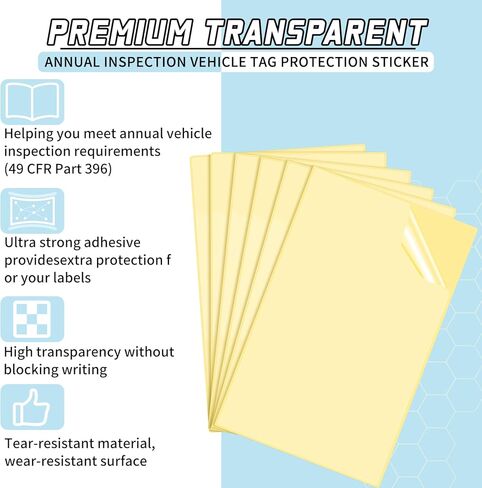 Saypacck 100 Sheets Clear Decal Overlay for Protecting Vehicle Annual Inspection Labels 3" x 5" Transparent Permanent Self Adhesive Overlay Sheets Clear Plastic Adhesive Sheets in Saudi Arabia