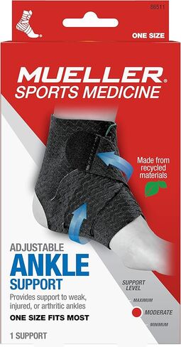 Mueller Sports Medicine Adjustable Ankle Support, For Men and Women, Black, One Size Fits Most in Saudi Arabia
