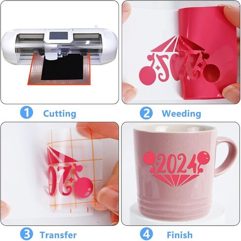 guangyintong Permanent Vinyl - 12" x 20 FT Adhesive Vinyl Roll forAll Cutting Machine, Permanent Vinyl for Create Signs, Labels, & Personalize DIY Project (Pink) in Saudi Arabia