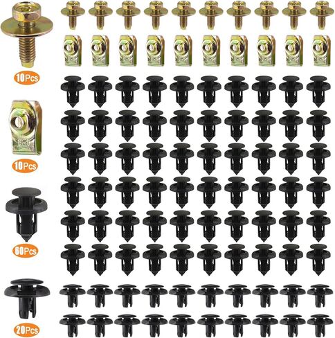 URMECCH 100 قطعة M6 محرك سبلاش الحرس الجسم البراغي U-المكسرات 10 مم ممتص الصدمات الحاجز برشام كليب 91503-SZ3-003 8 مم الجبهة الحاجز الداخلية بطانات عجلة التجنيب 91512-SX0-003 لهوندا أكورد سيفيك CRV أكورا in Kuwait
