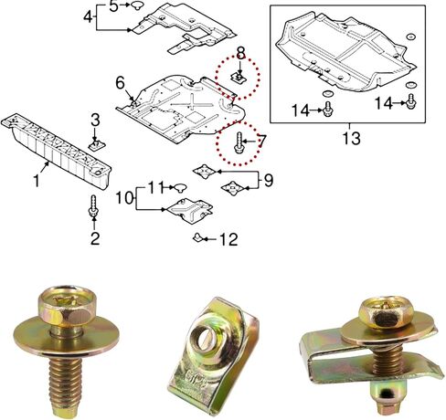 URMECCH 100 قطعة M6 محرك سبلاش الحرس الجسم البراغي U-المكسرات 10 مم ممتص الصدمات الحاجز برشام كليب 91503-SZ3-003 8 مم الجبهة الحاجز الداخلية بطانات عجلة التجنيب 91512-SX0-003 لهوندا أكورد سيفيك CRV أكورا in Kuwait