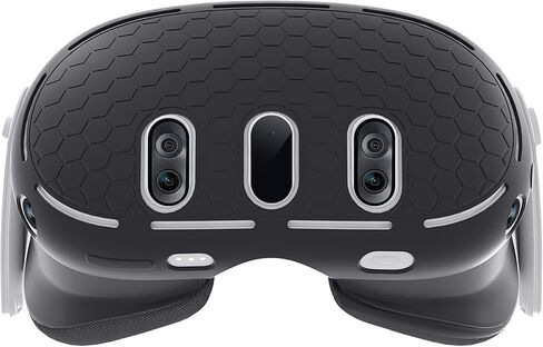 غطاء حماية من السيليكون بتصميم Kuject لجهاز Quest 3، غطاء واقي لسماعات الواقع الافتراضي مع فتحة دقيقة، ملحقات نسيج مقاومة للصدمات والخدش ومضادة للغبار (أسود) in Kuwait