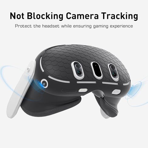 غطاء حماية من السيليكون بتصميم Kuject لجهاز Quest 3، غطاء واقي لسماعات الواقع الافتراضي مع فتحة دقيقة، ملحقات نسيج مقاومة للصدمات والخدش ومضادة للغبار (أسود) in Kuwait