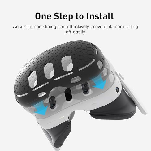 غطاء حماية من السيليكون بتصميم Kuject لجهاز Quest 3، غطاء واقي لسماعات الواقع الافتراضي مع فتحة دقيقة، ملحقات نسيج مقاومة للصدمات والخدش ومضادة للغبار (أسود) in Kuwait